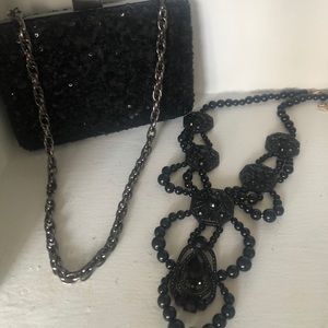 Evening bag and statement necklace